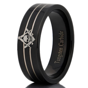 Anillo de los Hijos de la Viuda - Tungsteno Negro Personalizable