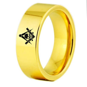 Anillo de tungsteno con corte de tubo en color dorado personalizable para viudas e hijos
