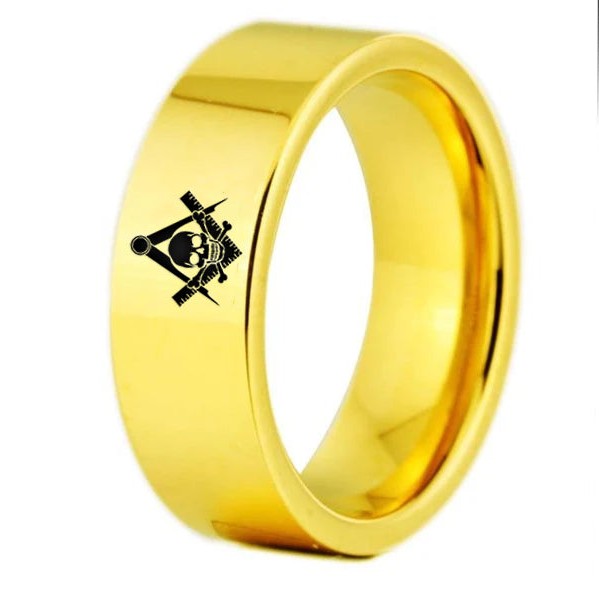 Anillo de tungsteno con corte de tubo en color dorado personalizable para viudas e hijos