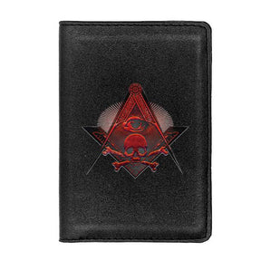 Widows Sons Wallet - Skull and Bones PU Leather Passport & Credit Card Holder (Black/Brown) - Bricks Masons