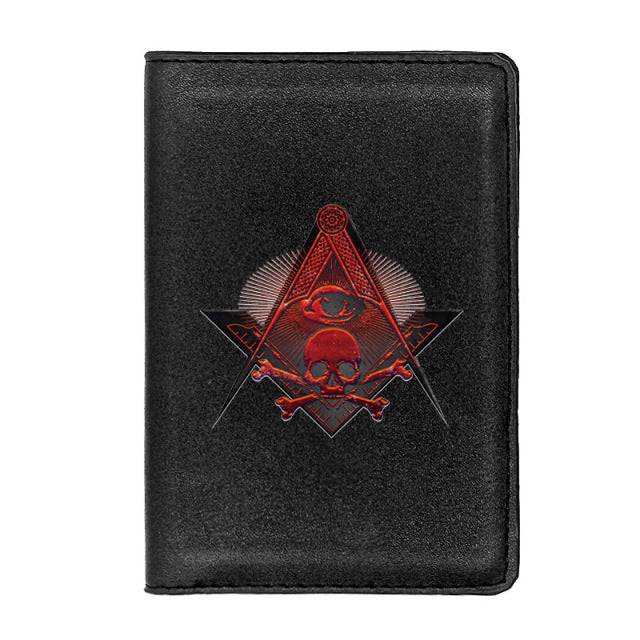 Widows Sons Wallet - Skull and Bones PU Leather Passport & Credit Card Holder (Black/Brown) - Bricks Masons