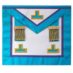 Worshipful Master Memphis Misraim Apron - White, Turquoise & Royal Blue with Tassels
