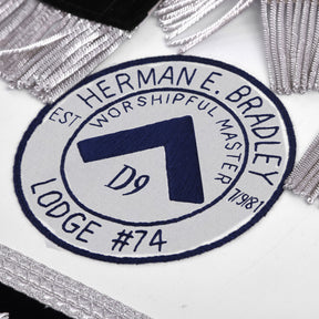 Worshipful Master Blue Lodge Apron - Blue Velvet With Silver Bullion & Fringe - Bricks Masons