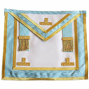 Worshipful Master Past Master Blue Lodge Canada Regulation Apron - Sky Blue Moire - Bricks Masons