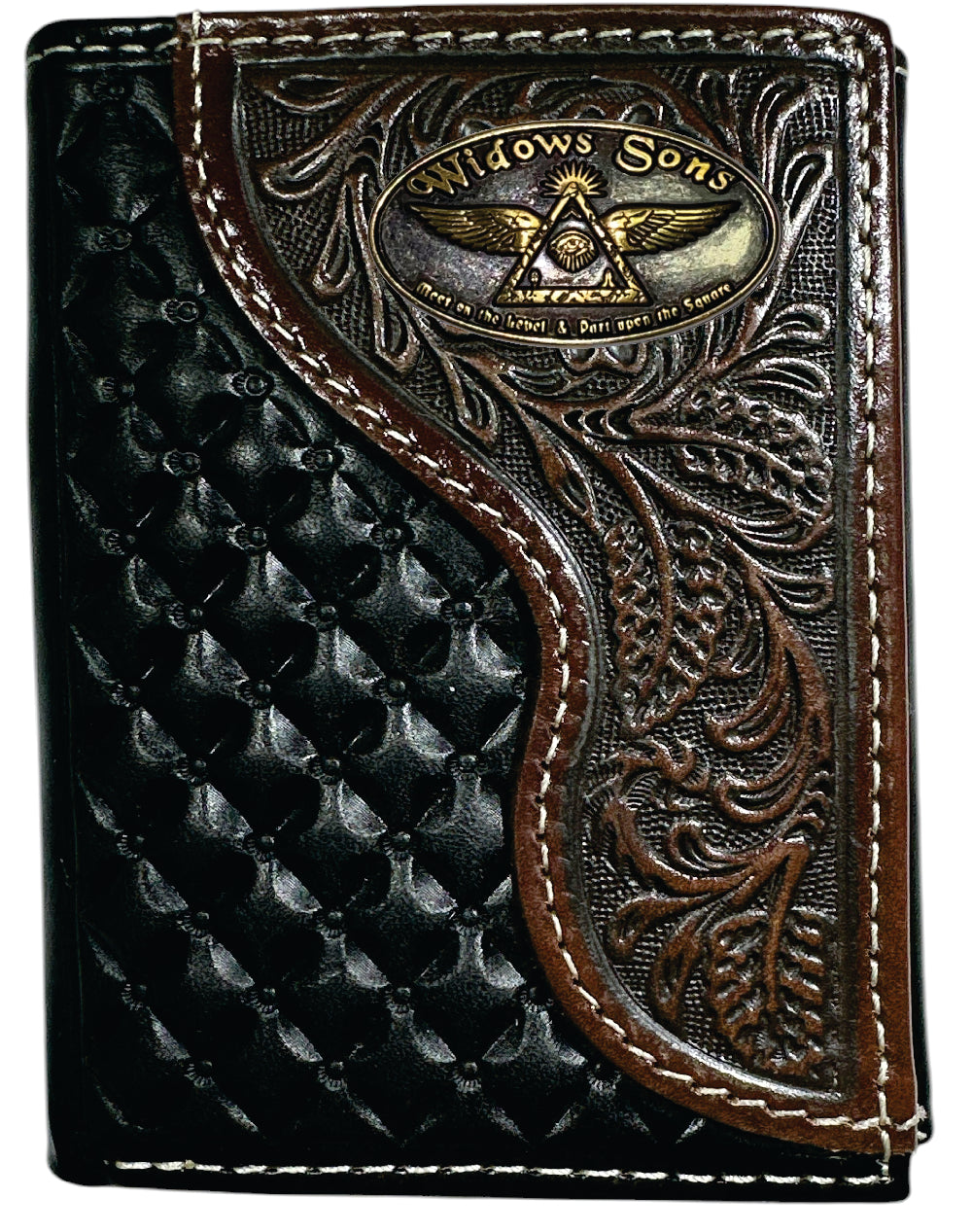 Widows Sons Wallet - Nocona Black & Cherry Floral Tooled Overlay