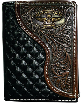 Widows Sons Wallet - Nocona Black & Cherry Floral Tooled Overlay