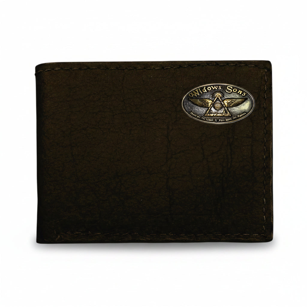 Master Mason Blue Lodge Wallet - Buffalo Black Leather Bison Bifold