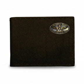 Master Mason Blue Lodge Wallet - Buffalo Black Leather Bison Bifold