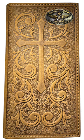 Widows Sons Wallet - Long Nocona Soft Leather Embossed Cross