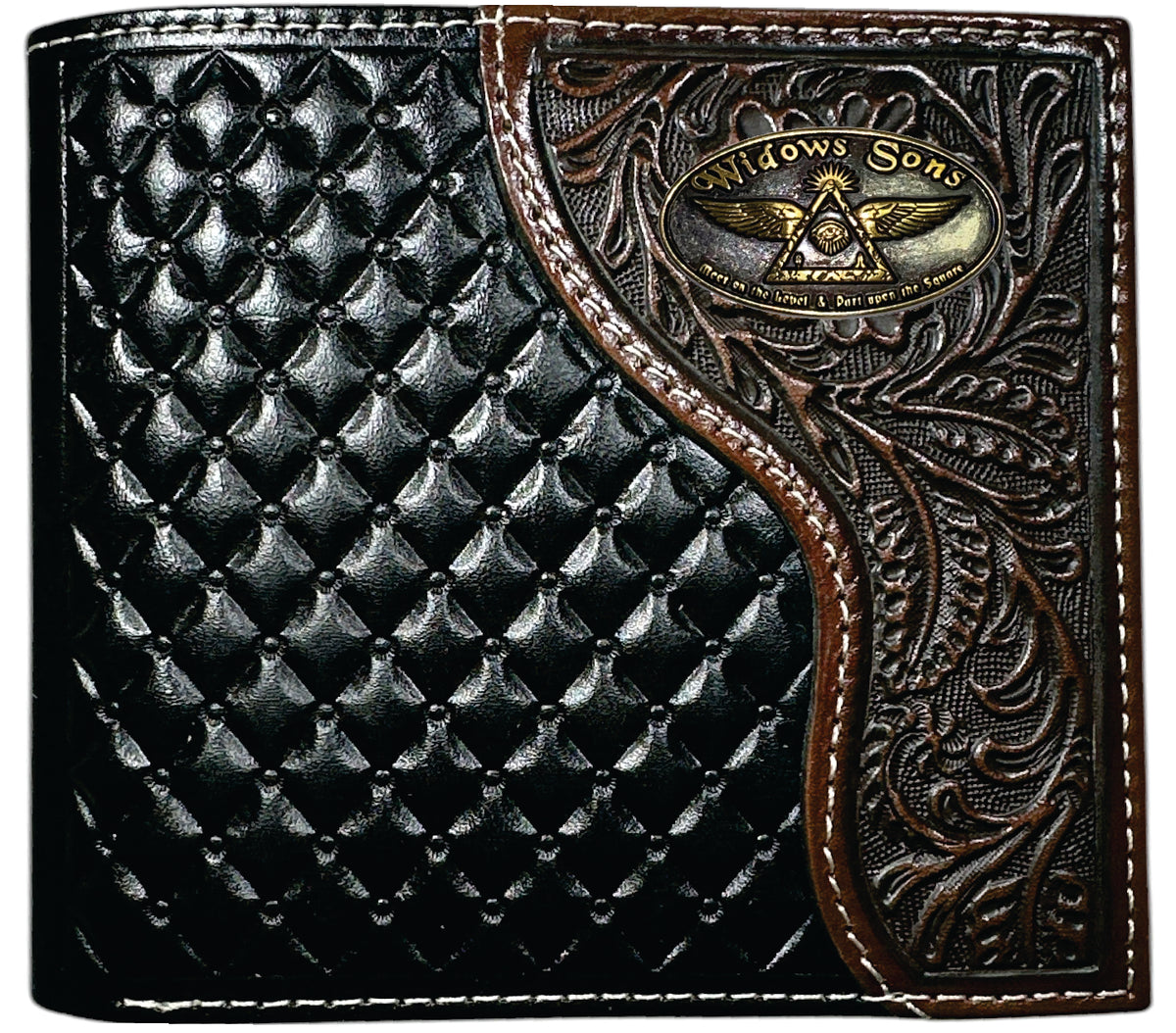Widows Sons Wallet - Nocona Black & Cherry Floral Bi-fold - Bricks Masons