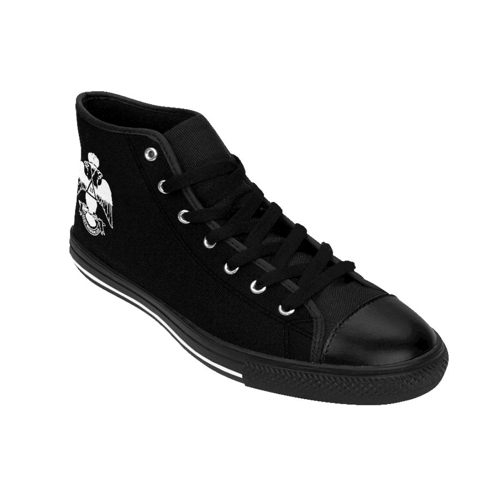 33rd Degree Scottish Rite Sneaker - Wings Down High-top Black & White - Bricks Masons