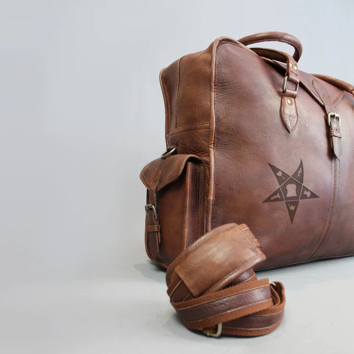 OES Travel Bag - Genuine Brown Leather - Bricks Masons