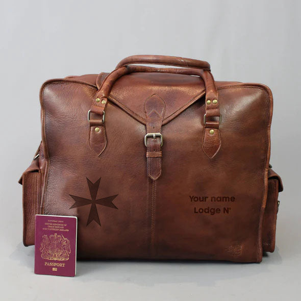 Order Of Malta Travel Bag - Genuine Brown Leather - Bricks Masons