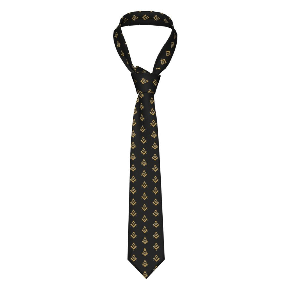 Master Mason Blue Lodge Necktie - Black & Gold - Bricks Masons