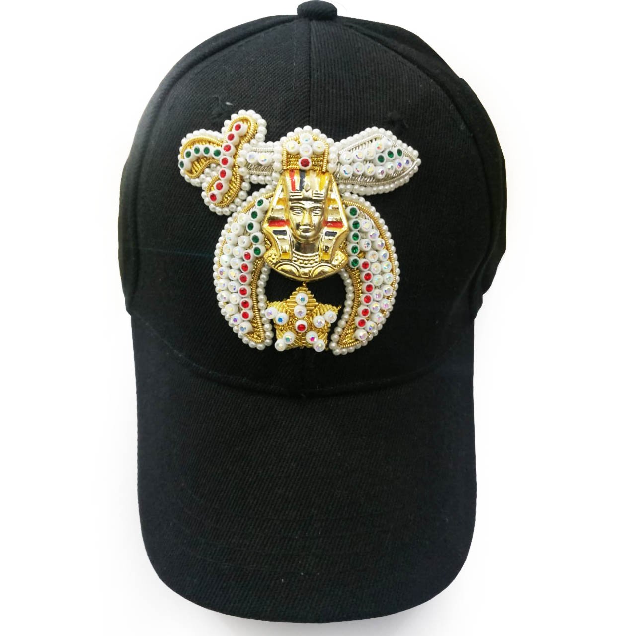 Shriner Jewel Embroidered Black Baseball Cap - Bricks Masons