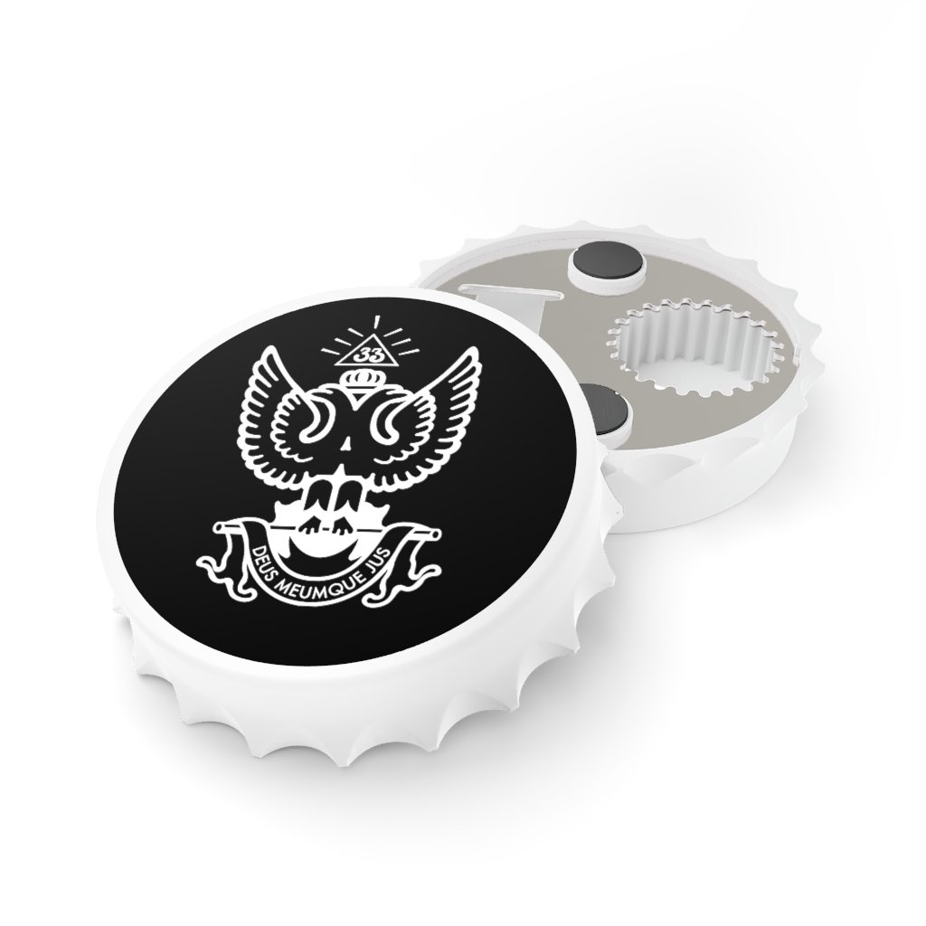 33rd Degree Scottish Rite Bottle Opener - Wings Up Black & White - Bricks Masons