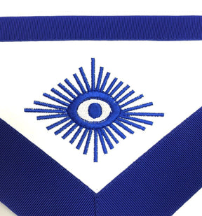 Senior Steward Blue Lodge Officer Apron - Royal Blue Wreath Embroidery - Bricks Masons