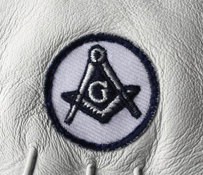 Master Mason Blue Lodge Glove - White Leather with Square & Compass G - Bricks Masons