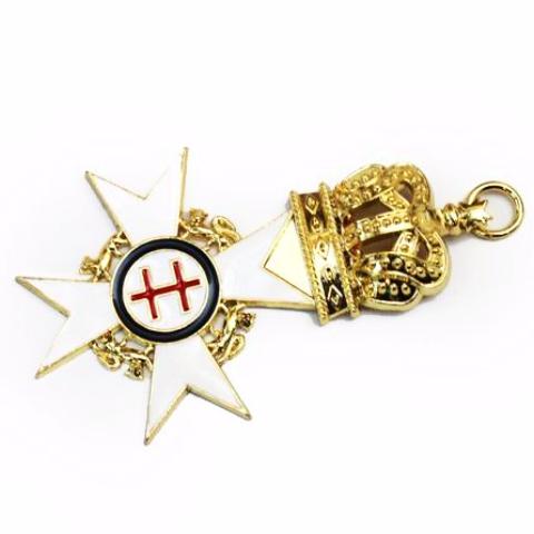 Past Preceptor Knights Templar Commandery Collar Jewel - Gold Plated - Bricks Masons