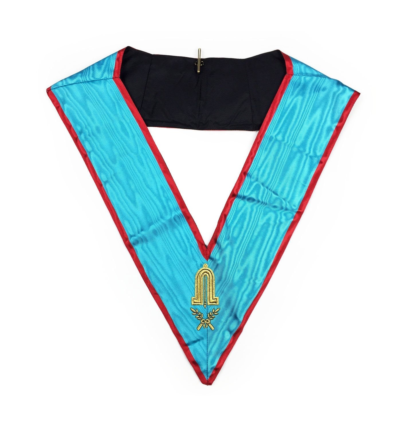 Officers Memphis Misraim French Regulation Officer Collar Set - Turquoise Machine Embroidery - Bricks Masons