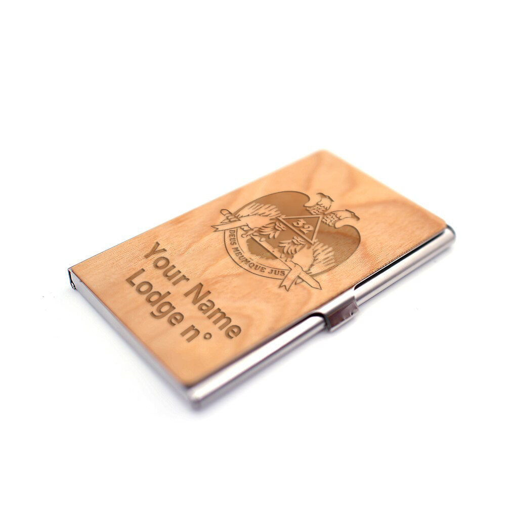 32nd Degree Scottish Rite Business Card Holder - Wings Down RFID Protection - Bricks Masons
