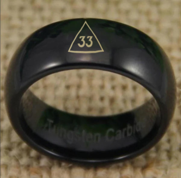 33rd Degree Scottish Rite Ring - Black Dome Tungsten - Bricks Masons