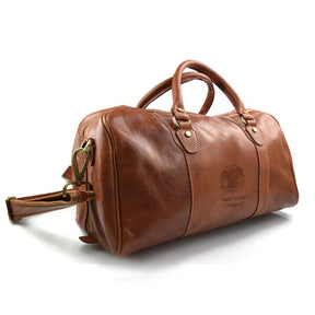32nd Degree Scottish Rite Travel Bag - Wings Down Genuine Matte Brown Leather - Bricks Masons