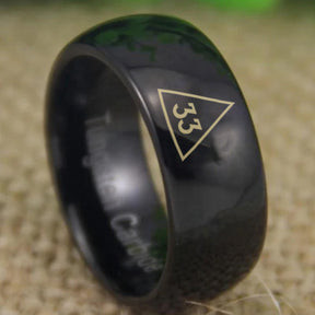 33rd Degree Scottish Rite Ring - Black Dome Tungsten - Bricks Masons