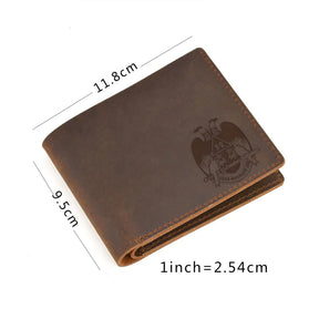 32nd Degree Scottish Rite Wallet - Wings Down Genuine Leather Bifold - Bricks Masons