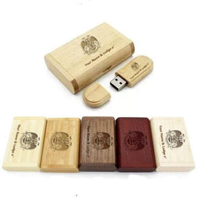 32nd Degree Scottish Rite USB Flash Drives - Wings Down Various Wood Colors - Bricks Masons