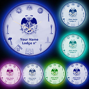 32nd Degree Scottish Rite Clock - Wings Down Frame with LED - Bricks Masons