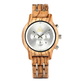 33rd Degree Scottish Rite Wristwatch - Various Wood Colors - Bricks Masons