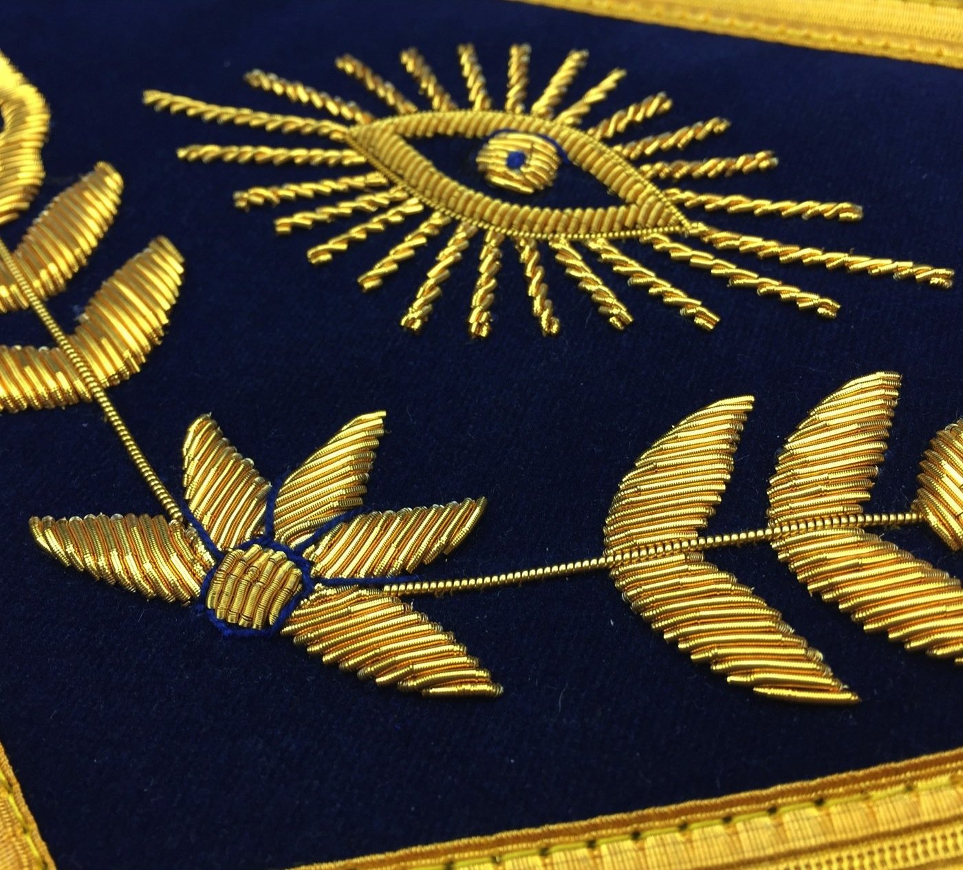 Past Master Blue Lodge Apron - Royal Navy Velvet with Gold Fringe - Bricks Masons