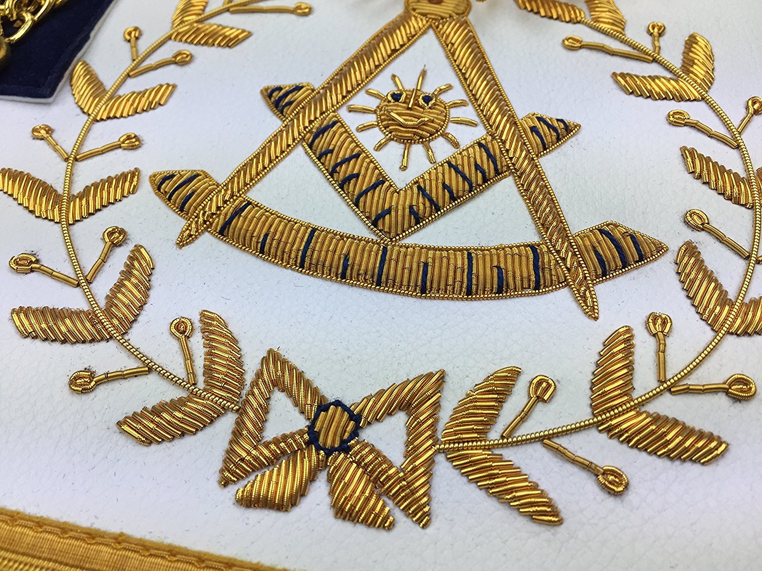 Past Master Blue Lodge Apron - Royal Navy Velvet with Gold Fringe - Bricks Masons