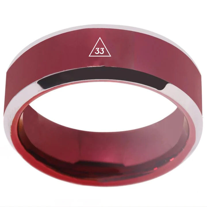 33rd Degree Scottish Rite Ring - Red Color - Bricks Masons