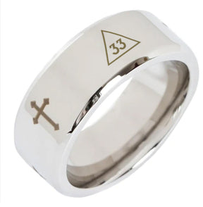 33rd Degree Scottish Rite Ring - Beveled Silver Cross - Bricks Masons