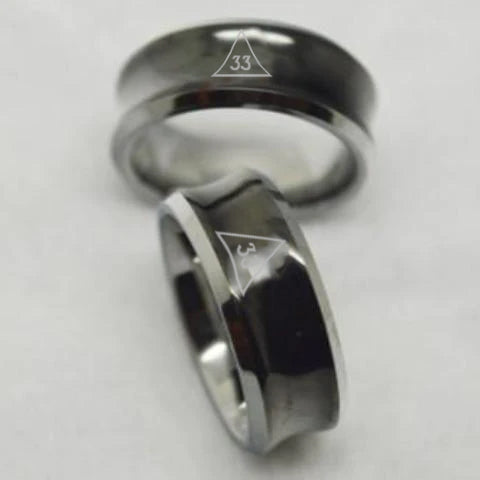 33rd Degree Scottish Rite Ring - Black Concave Tungsten - Bricks Masons