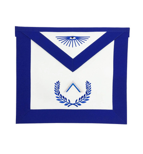 Worshipful Master Blue Lodge Officer Apron - Royal Blue with Wreath - Bricks Masons