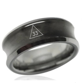 33rd Degree Scottish Rite Ring - Black Concave Tungsten - Bricks Masons