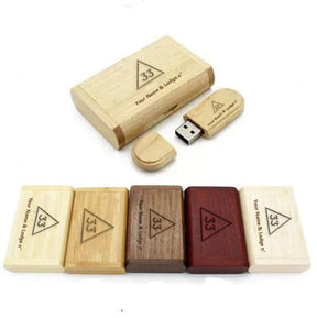 33rd Degree Scottish Rite USB Flash Drives - Various Wood Colors - Bricks Masons