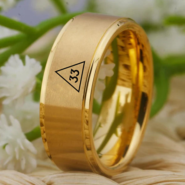33rd Degree Scottish Rite Ring - Gold Tungsten - Bricks Masons
