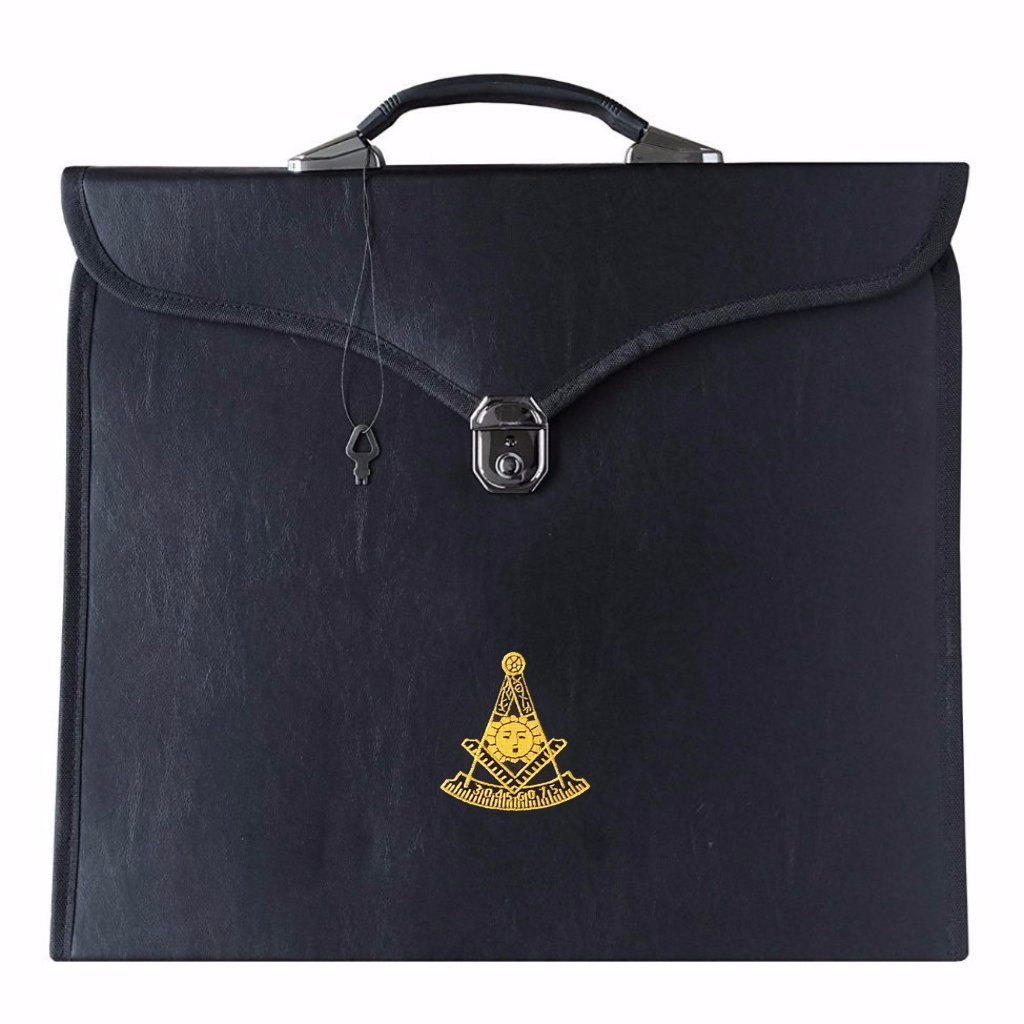 Past Master Blue Lodge Apron Case - Black Leather MM, WM, Provincial - Bricks Masons