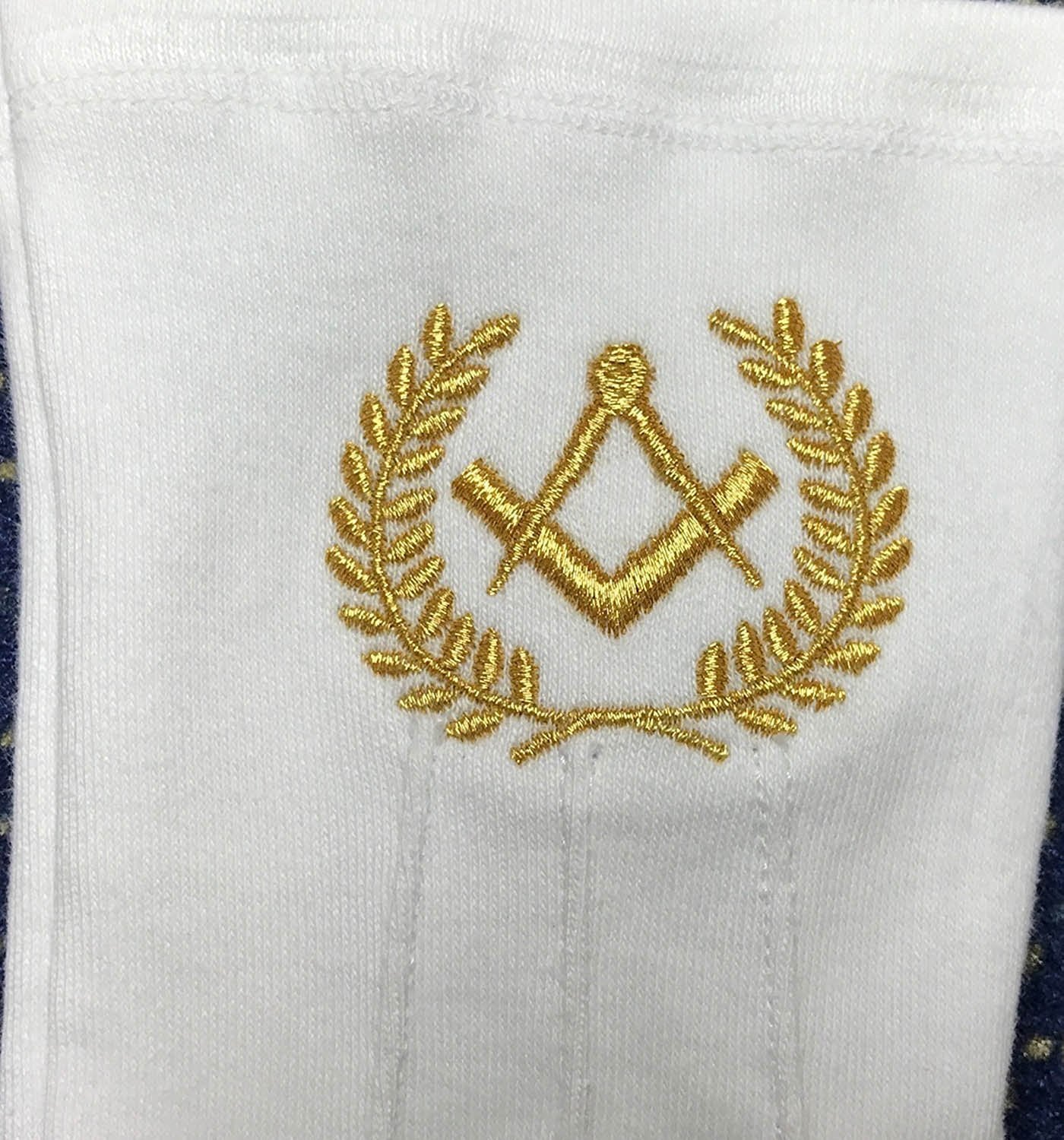 Master Mason Blue Lodge Glove - White Cotton with Gold Square & Compass - Bricks Masons