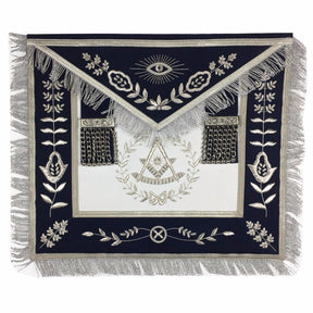 Past Master Blue Lodge Apron - Royal Navy Velvet Hand Embroidery - Bricks Masons