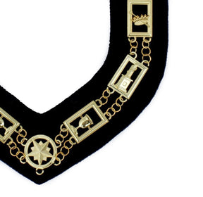 OES Chain Collar - Gold Plated on Black Velvet - Bricks Masons