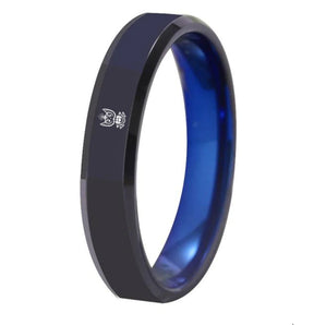 33rd Degree Scottish Rite Ring - Wings Up Black With Blue Tungsten - Bricks Masons