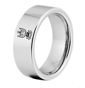 33rd Degree Scottish Rite Ring - Wings Up Silver Color Pipe Cut Tungsten - Bricks Masons