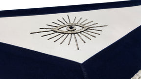 Past Master Blue Lodge Apron - Silver Bullion Hand Embroidery with Fringe - Bricks Masons