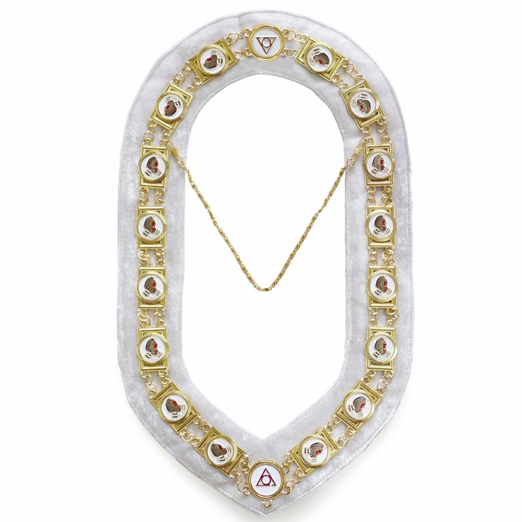 LOCOP PHA Chain Collar - Gold Plated on White Velvet - Bricks Masons