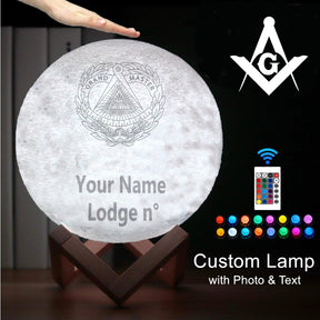 Grand Master Blue Lodge Lamp - 3D Moon Various Colors - Bricks Masons